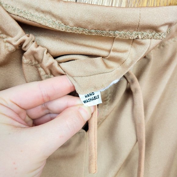 Vintage 70s Tan Wide Leg Drawstring Waist Lounge Pants - Picture 7 of 7